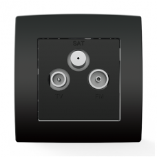 Πρίζα TV-FM-SAT 3 Εξόδων Ανθρακί City 193033